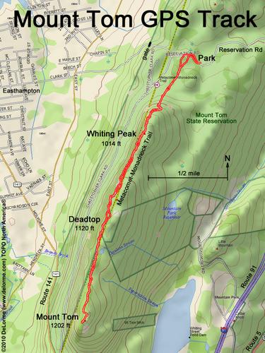 GPS track to Mount Tom in western Massachusetts