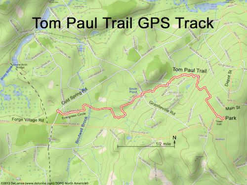 GPS track in February at Tom Paul Trail in northeast MA