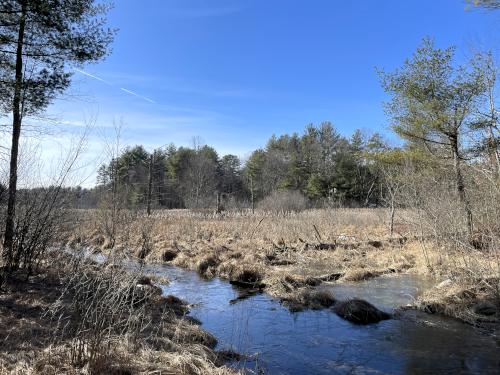 view in February down Boutwell Brook from the Tom Paul Trail at Westford in northeast MA