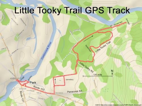 GPS track in March at Little Tooky Trail near Hopkinton in southern New Hampshire