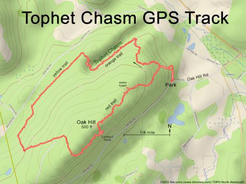 GPS track in September at Tophet Chasm in northeastern Massachusetts