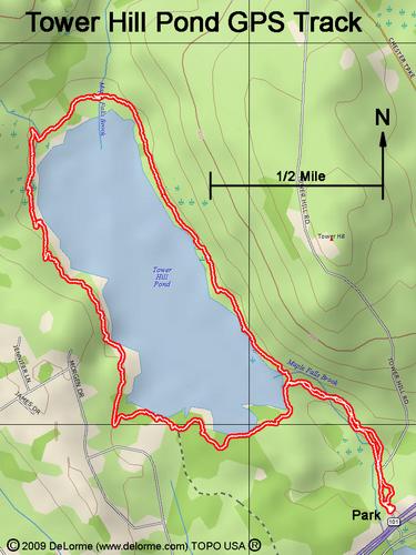 GPS track around Tower Hill Pond in New Hampshire
