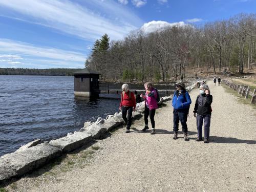 UU hikers in April at Tower Hill Pond in New Hampshire