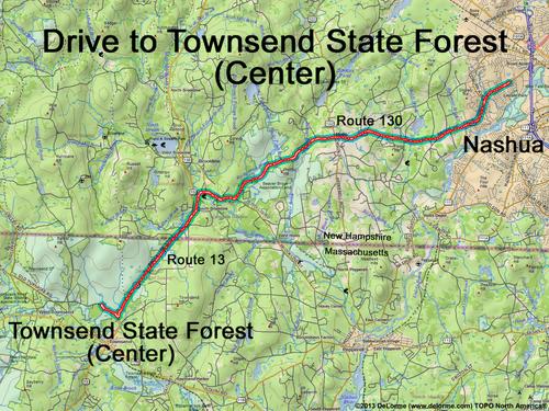 Townsend State Park (Center) drive route