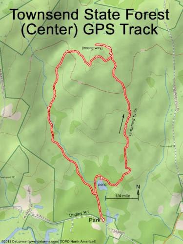 GPS track in March at Townsend State Forest in northeast Massachusetts