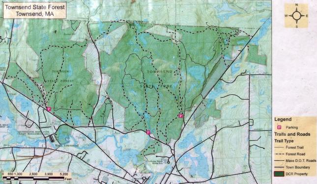 map in March at Townsend State Forest in northeast Massachusetts