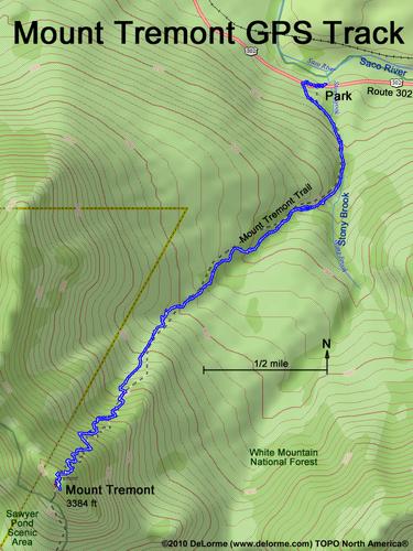 GPS track to Mount Tremont in New Hampshire