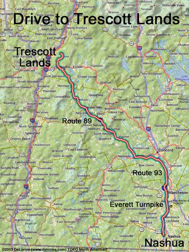 Trescott Lands drive route