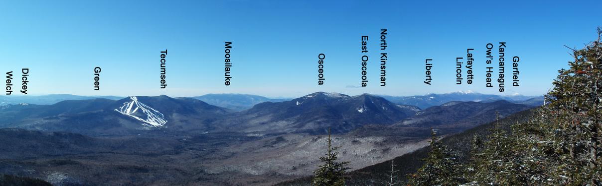 A view of Mount Tecumseh and the Osceolas as seen from the summit of Middle Tripyramed in NH on February 2010
