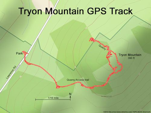 GPS track in July at Tryon Mountain near Freeport in south Maine