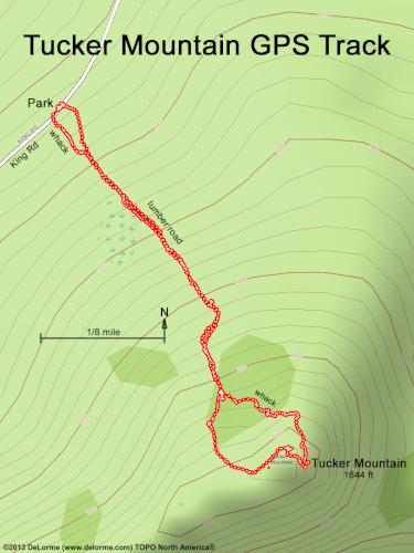 GPS track at Tucker Mountain in New Hampshire