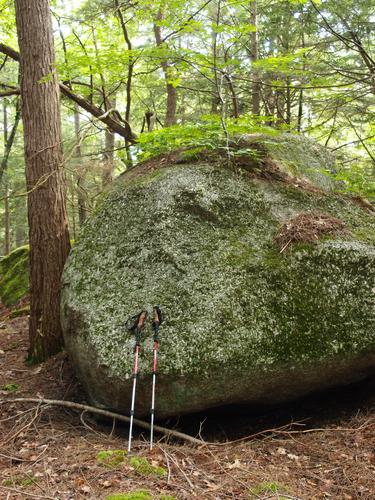 boulder at the top of Tufts Mountain in southwestern New Hampshire
