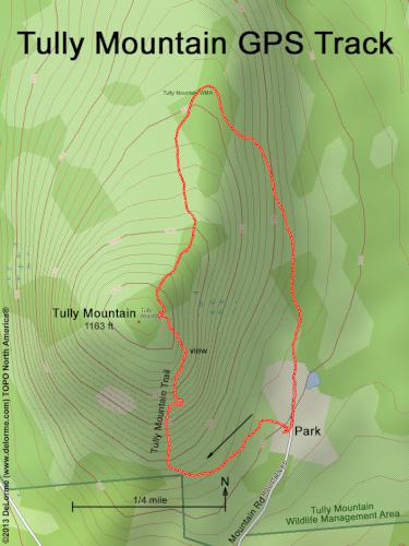 GPS track at Tully Mountain in north central Massachusetts