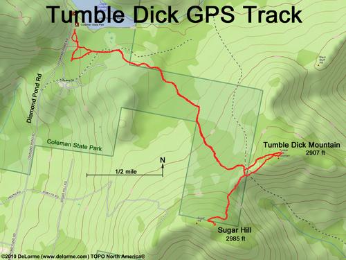 GPS track to Tumble Dick Mountain in New Hampshire
