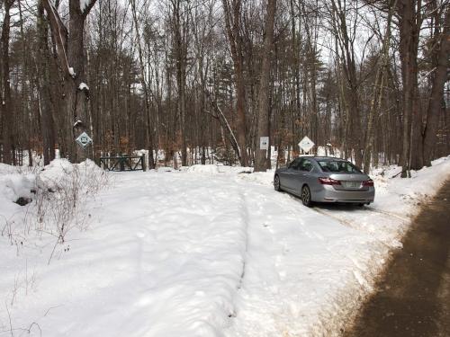 parking in February at Tuthill Woodlands Preserve in southern New Hampshire