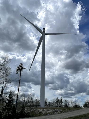 wind turbine in May at Tuttle Hill in southwestern New Hampshire