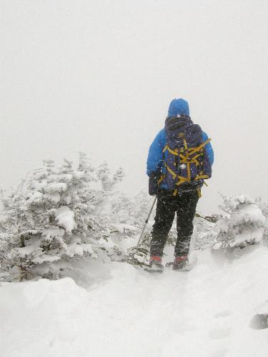 winter hiker on North Twin Mountain in New Hampshire