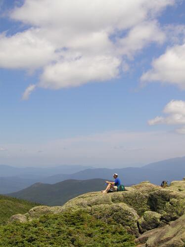 hiker on South Twin Mountain in New Hampshire