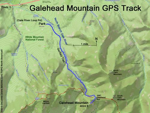 GPS track to Galehead Mountain in New Hampshire