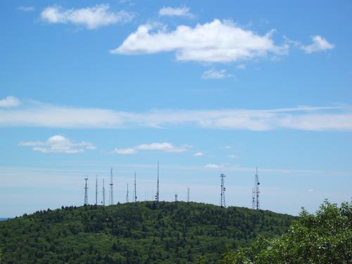 antenna farm on South Uncanoonuc Mountain as seen from North Uncanoonuc Mountain in New Hampshire