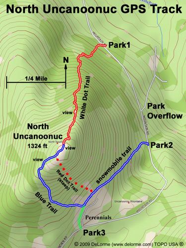North Uncanoonuc Mountain GPS track in New Hampshire