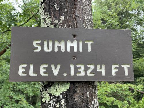 summit sign in July at North Uncanoonuc Mountain in southern NH