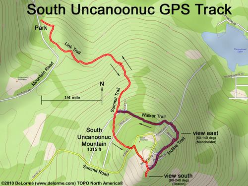 South Uncanoonuc Mountain GPS Track in New Hampshire