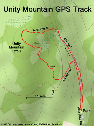 GPS track to Unity Mountain in southwestern New Hampshire