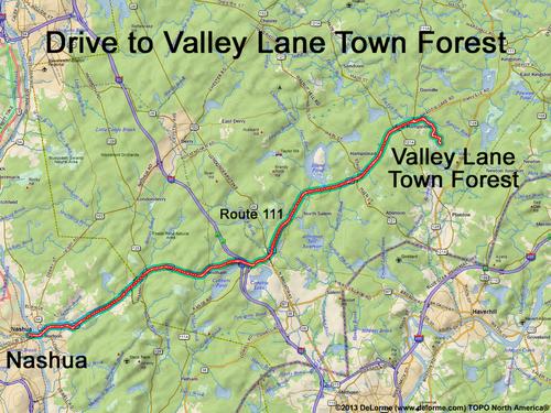 Valley Lane Town Forest drive route