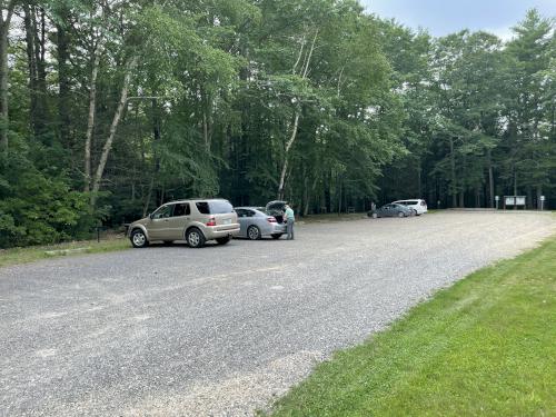 parking in July at Vaughan Woods in southern Maine