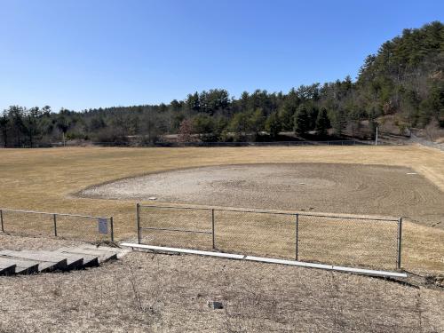 baseball field in February at Veterans Memorial Complex near Westford in northeast MA