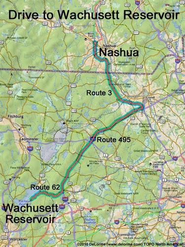 Wachusett Reservoir drive route