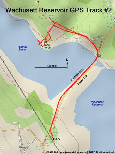 GPS track of my second hike at Wachusett Reservoir in northeastern Massachusetts