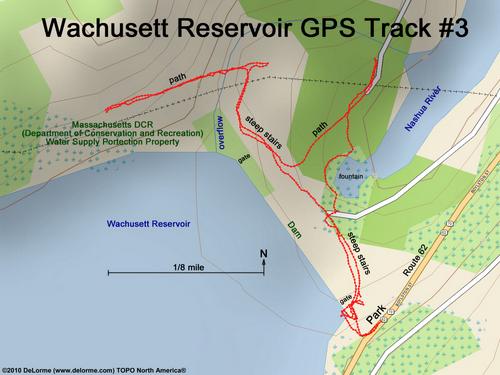 GPS track of my third hike at Wachusett Reservoir in northeastern Massachusetts