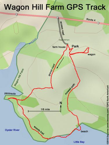 GPS track through Wagon Hill Farm in coastal New Hampshire