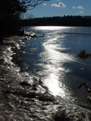 partly-frozen water of Little Bay beside Wagon Hill Farm in coastal New Hampshire