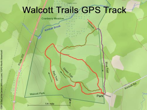 GPS track at Walcott Trails in southern New Hampshire