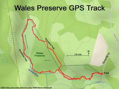GPS track at Wales Preserve in southern New Hampshire