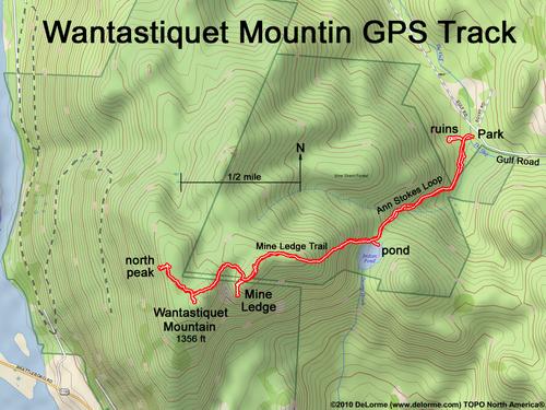 GPS track to Wantastiquet Mountain in New Hampshire