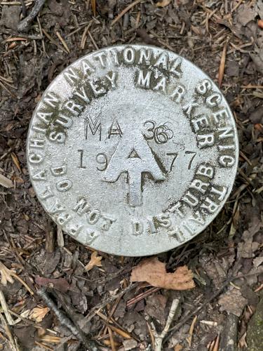 survey marker in August at Warner Hill in western Massachusetts