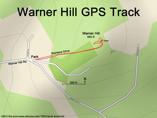 GPS track to Warner Hill in New Hampshire
