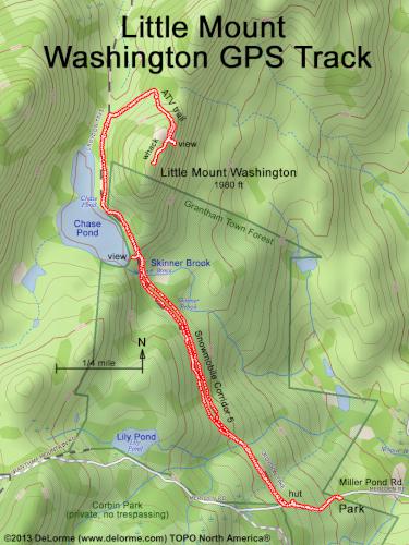 GPS track to Little Mount Washington in southwest New Hampshire