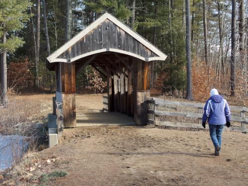 reconstructed bridge in January at Wason Pond near Chester in southern New Hampshire