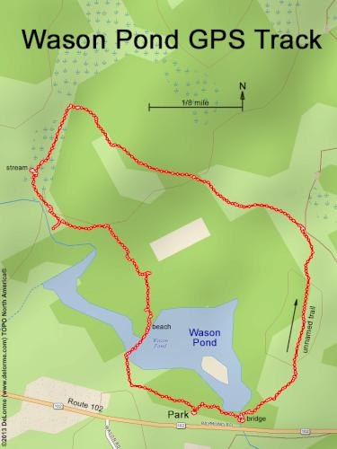 GPS track in January at Wason Pond in southern New Hampshire