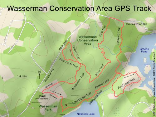 GPS track at Wasserman Conservation Area in southern New Hampshire