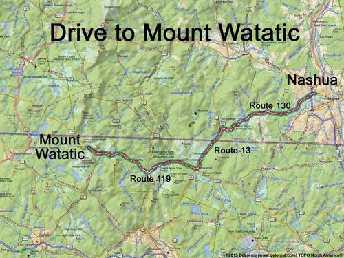 Mount Watatic drive route