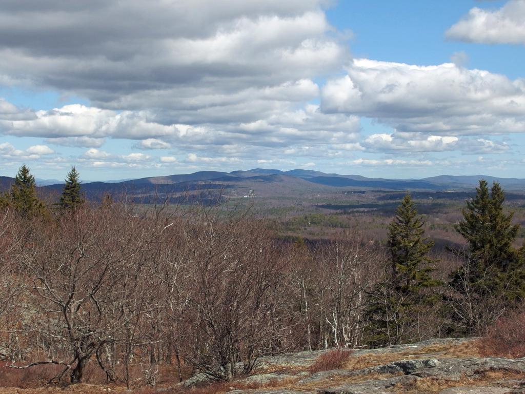 view north in April of the Wapak Trail mountain chain in New Hampshire from Mount Watatic in northeast Massachusetts