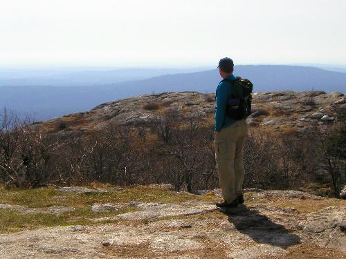 hiker and view from Mount Watatic in Massachusetts