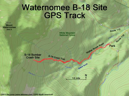 GPS track to the B-18 Bomber Crash Site on Mount Waternomee in western New Hampshire