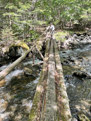 footbridge in June over the Baker River at Mount Waternomee in western New Hampshire